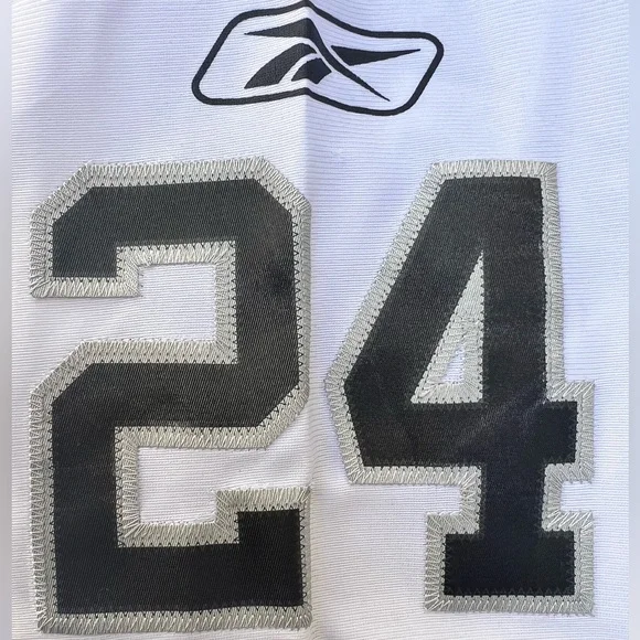 Oakland Raiders Michael Huff #24 Reebok White Away Jersey - Picture 6 of 8
